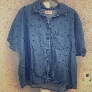Body denim short sleeve button up